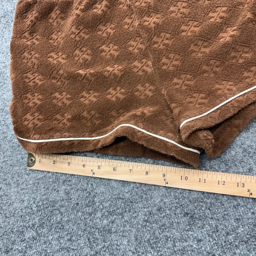 Tory Burch Brown Terry Cloth Monogram Logo Shorts 148134 Small Womens